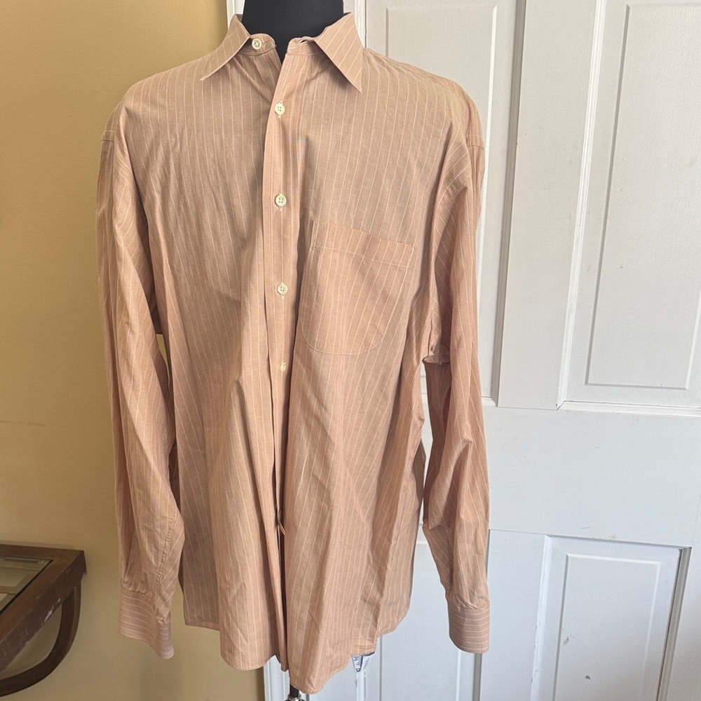 Burberry Men's VTG  Brown Tone & Cream Striped Button Down Shirt